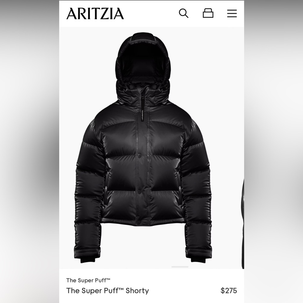 Aritzia super puff shorty liquid shine black M